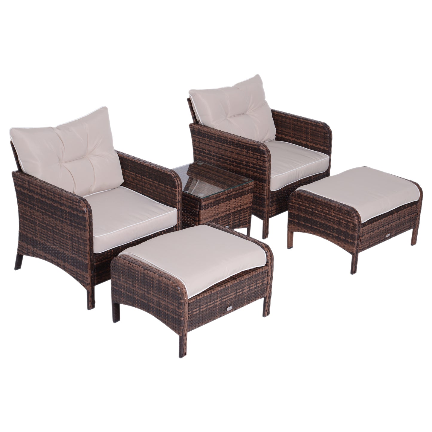 Outsunny 5pcs Outdoor Patio Furniture Set Wicker Conversation Set