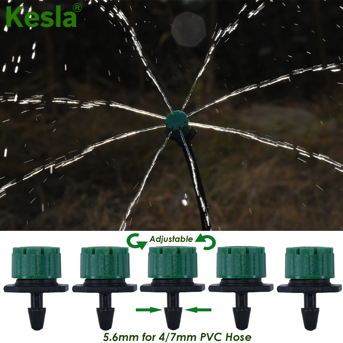 KESLA Garden Drip Irrigation System 1/4'' Hose Micro Mist Spray Cooling Watering Kit Adjustable Sprinkler Dripper Tee Connector