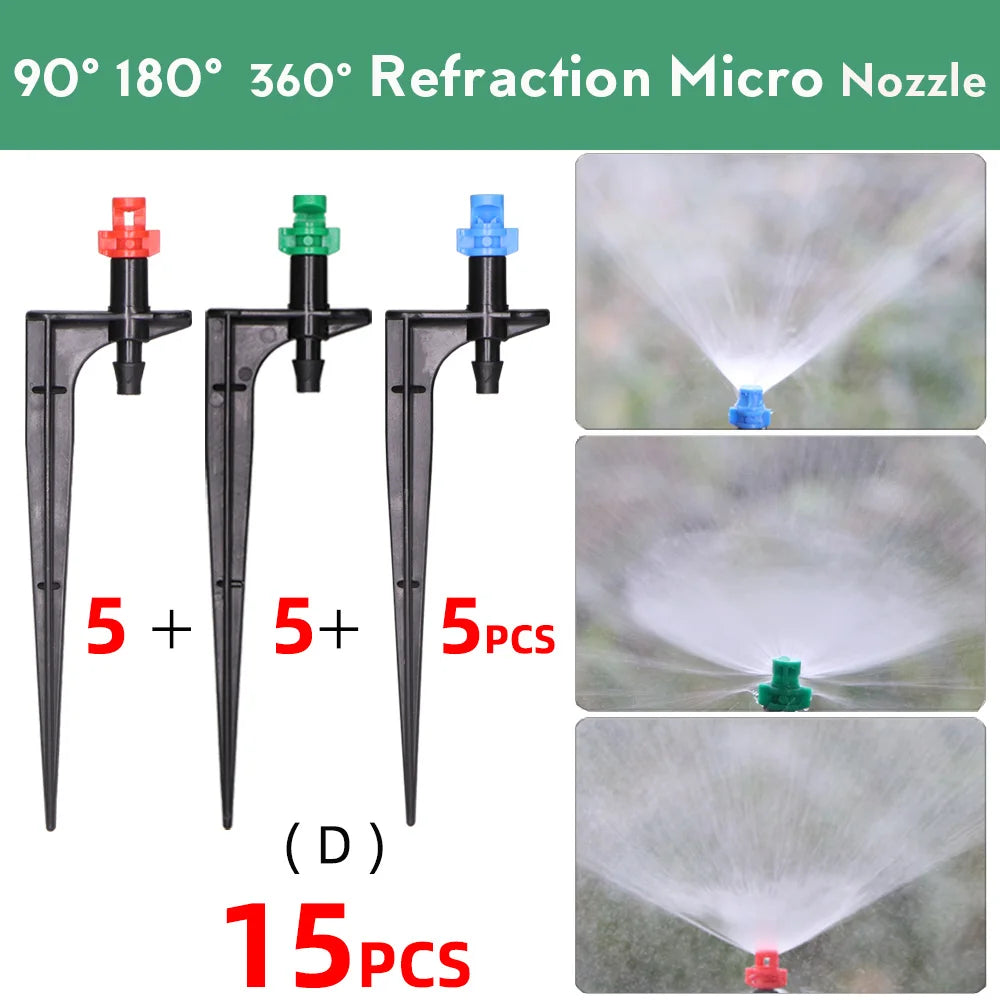 15 piezas de riego por goteo para jardinería, 13 cm, emisores de estaca, pulverizador, aspersor Vortex, apto para mangueras de 4/7 mm, boquillas de nebulización para riego agrícola 