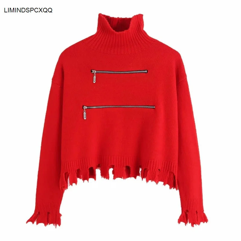 2021 Autumn Winter Casual Female Short Sweaters Turtleneck Pullovers Long Sleeve Solid Stretch Korean Top Knit Sweater Women