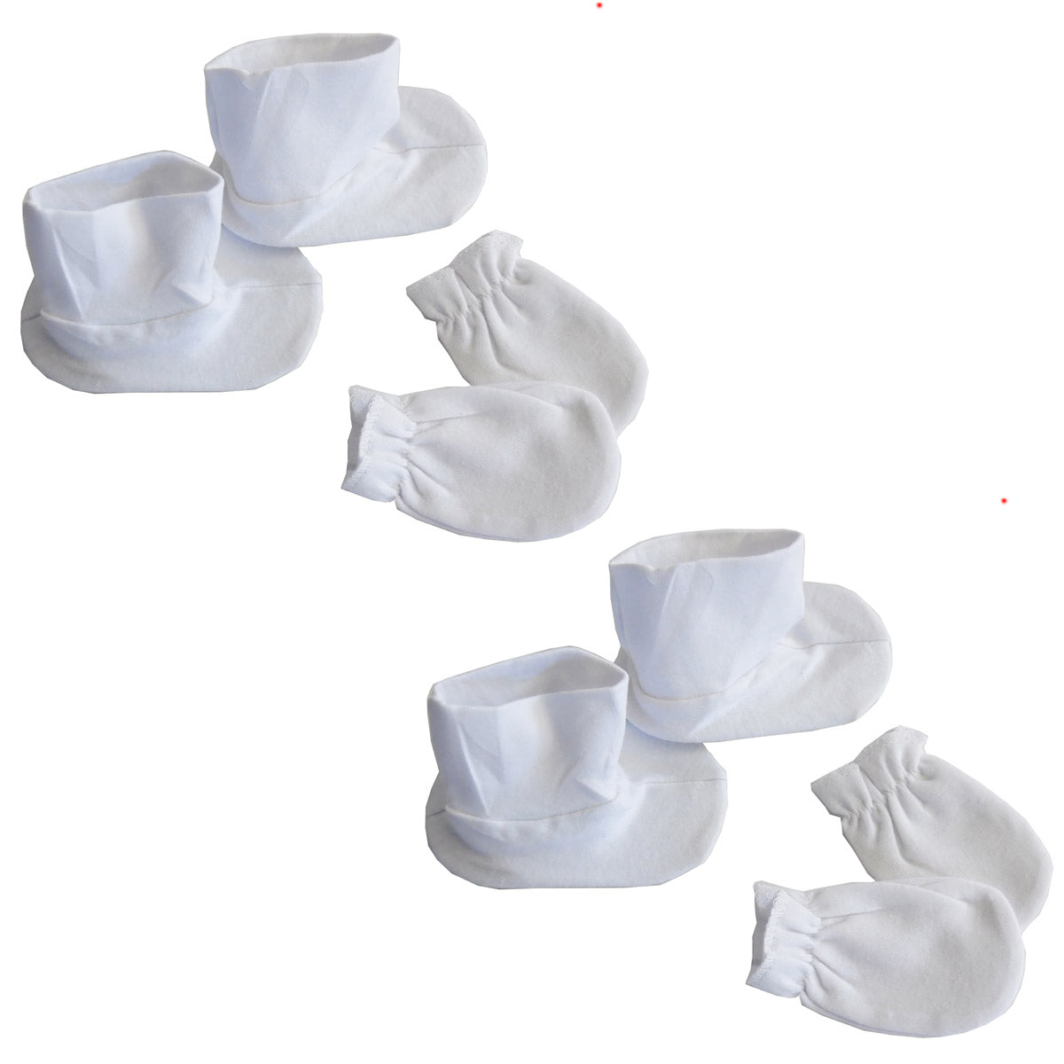 Conjunto de zapatitos y manoplas para bebé Bambini en color blanco (paquete de 2)