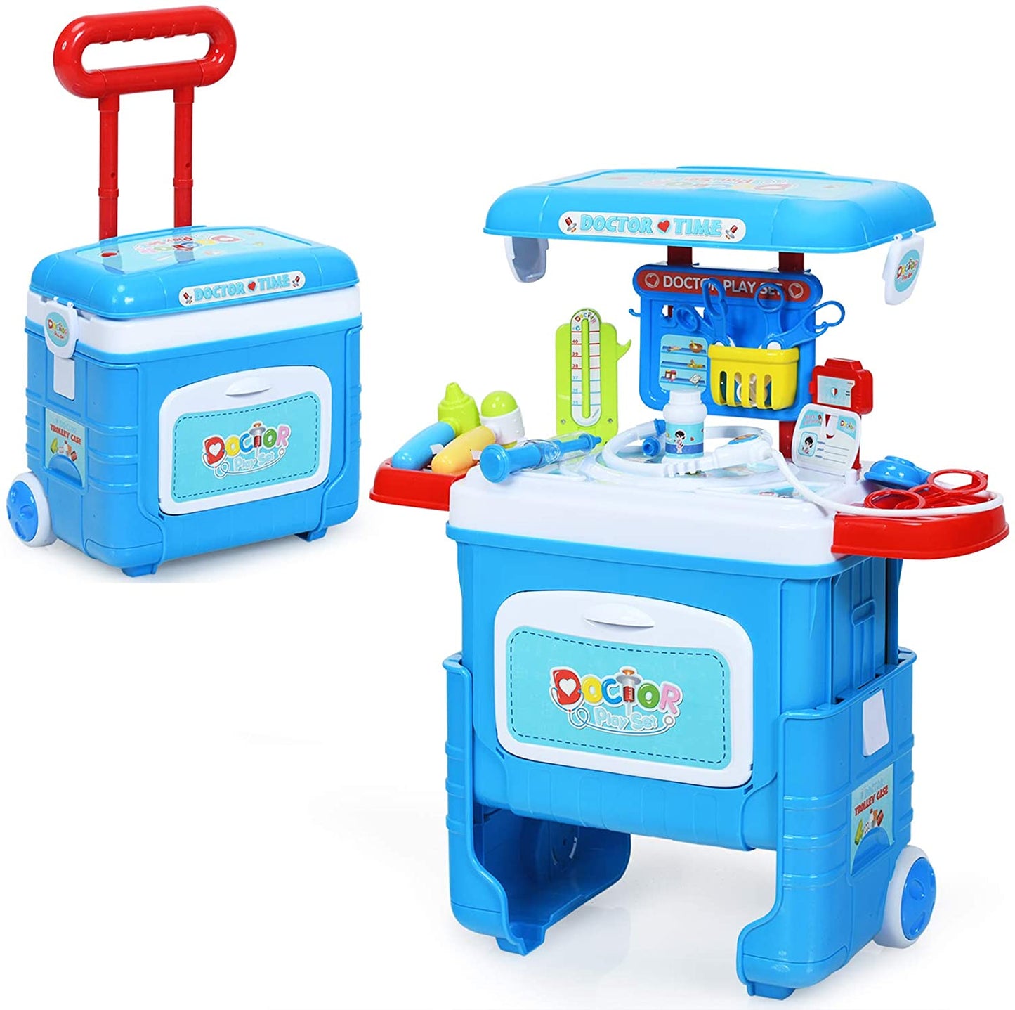 Juego de carrito médico convertible para niños / Maletín médico