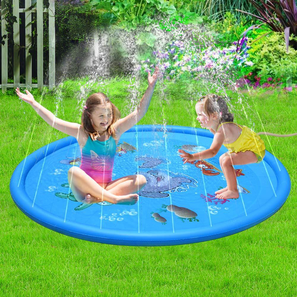 Alfombrilla de piscina con rociador de agua para niños duradera y resistente al agua