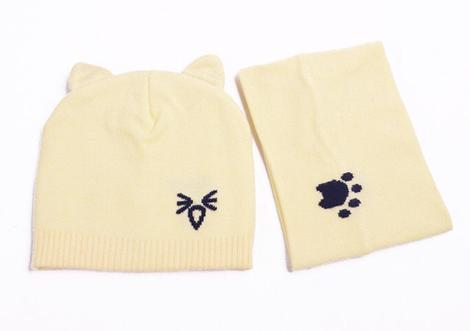 Conjunto de gorro y bufanda cálidos para bebé, de punto, para proteger las orejas, para bebé, niño y niña, gorro de invierno, bufandas, trajes de gato de dibujos animados para recién nacido