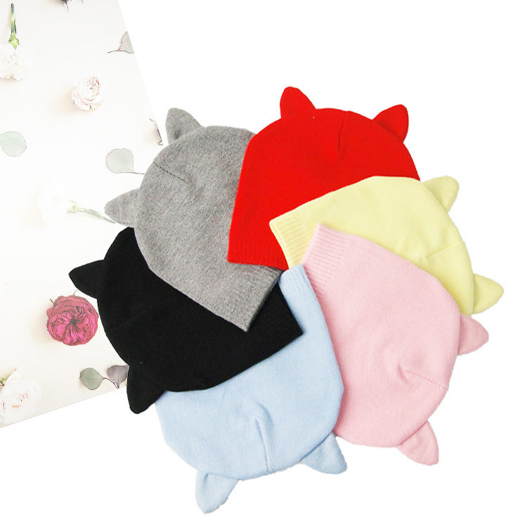 Set Warm Baby Hat Scarf Knitted Protect Ear Baby Boys Girls Hat Winter Beanie Scarves Suits Cartoon Cat Newborn