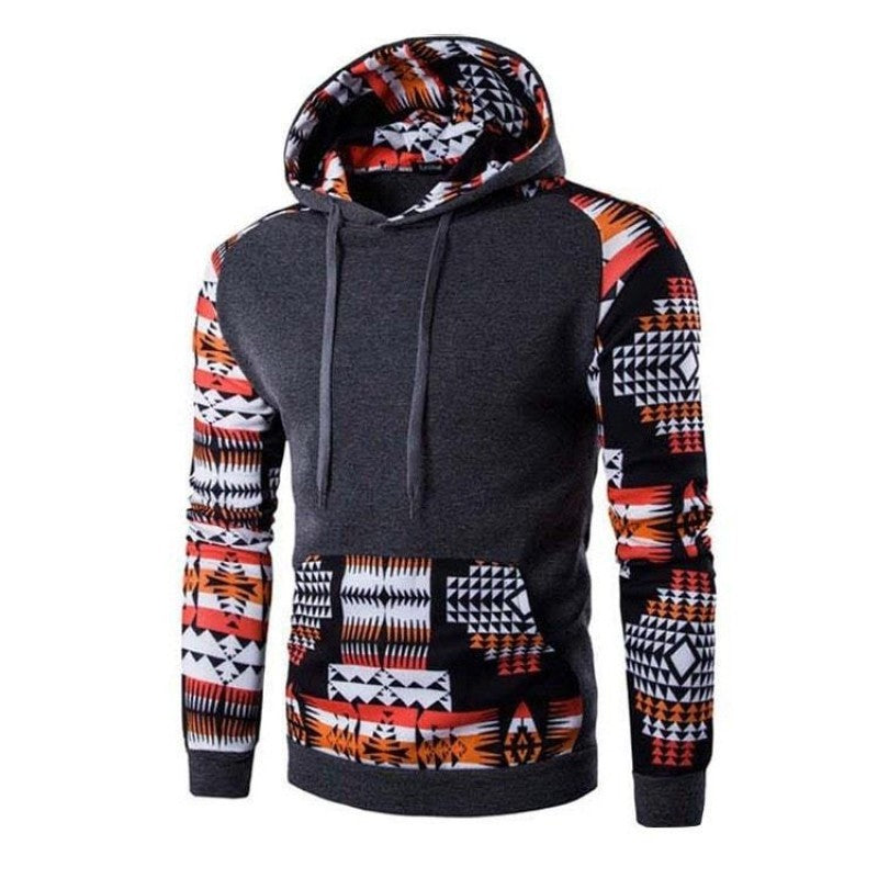 Sudadera con capucha con estampado azteca para hombre