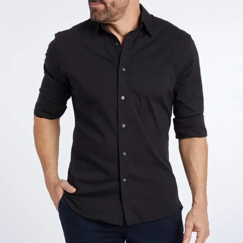 Camisa de manga larga con cremallera y diseño de botones, blusas de moda con solapa para ropa de hombre