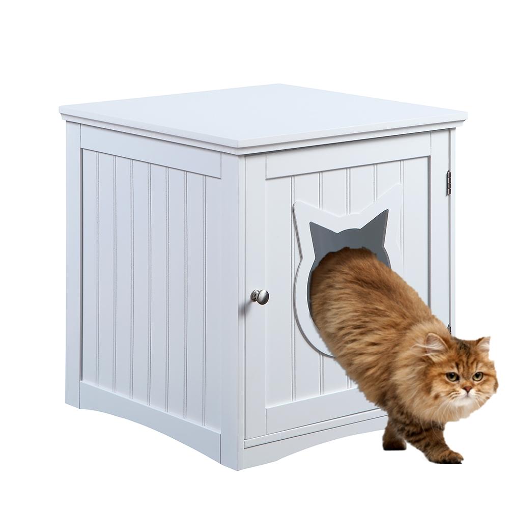 Mesa auxiliar para casa de gatos, mesita de noche, casa para mascotas, recinto para caja de arena