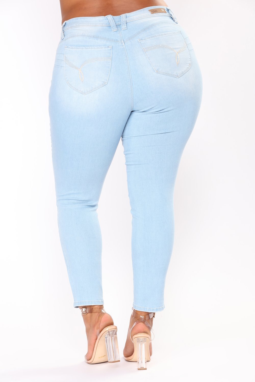 Elastische bestickte Denim-Fußhose für Damen