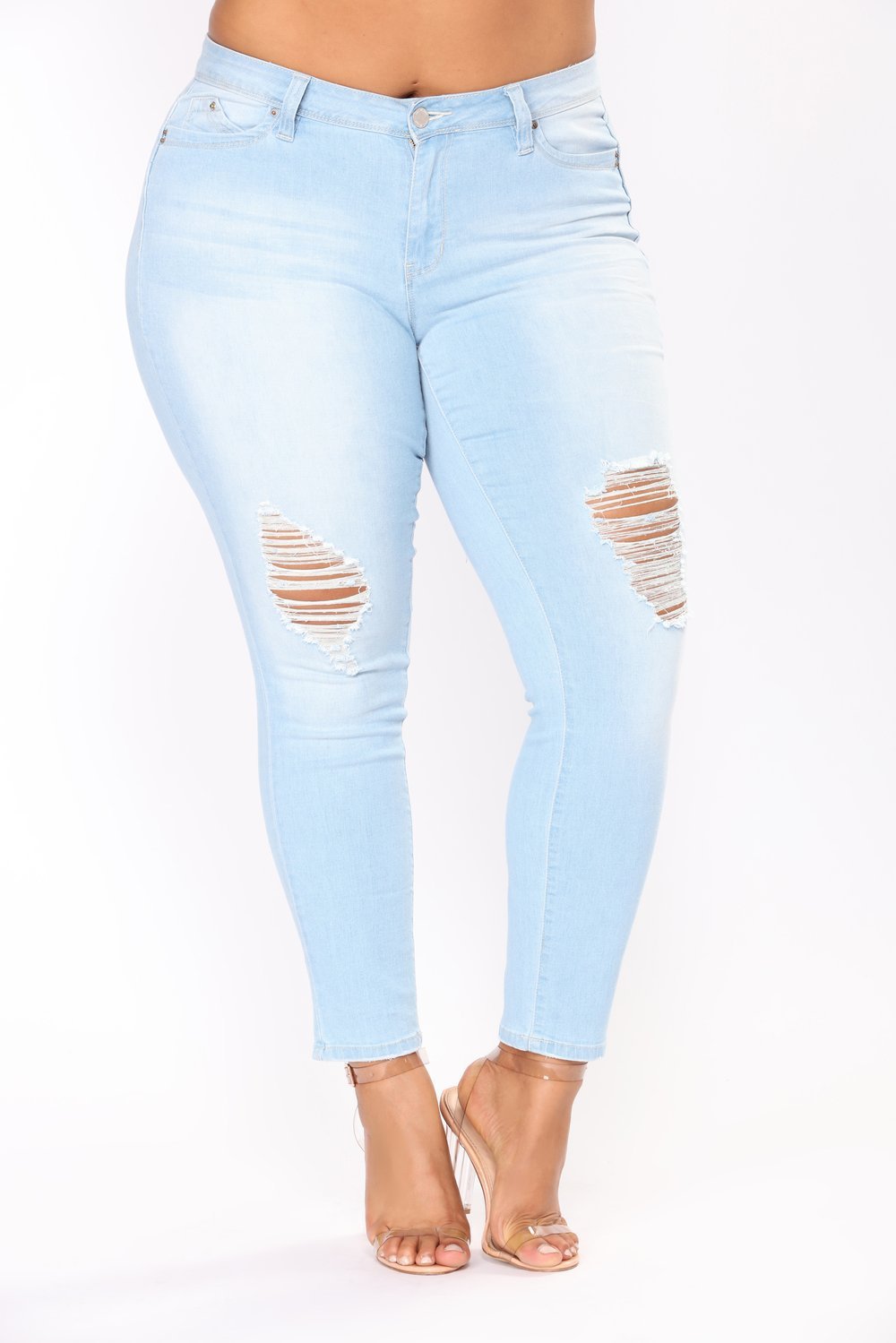 Elastische bestickte Denim-Fußhose für Damen