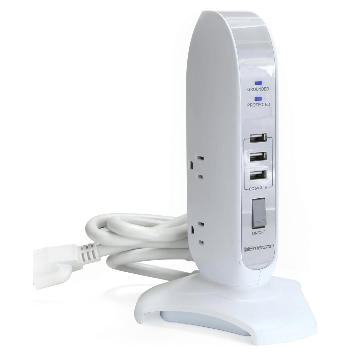 Emerson 5-Outlet + USB-Ladeturm mit Überspannungsschutz