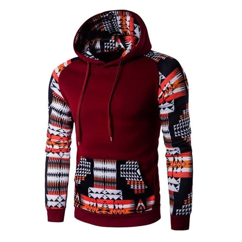 Sudadera con capucha con estampado azteca para hombre