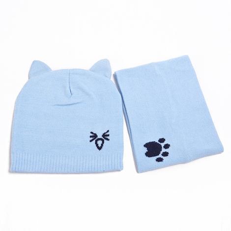 Set Warme Baby Hut Schal Gestrickte Schützen Ohr Baby Jungen Mädchen Hut Winter Beanie Schals Anzüge Cartoon Katze Neugeborenen