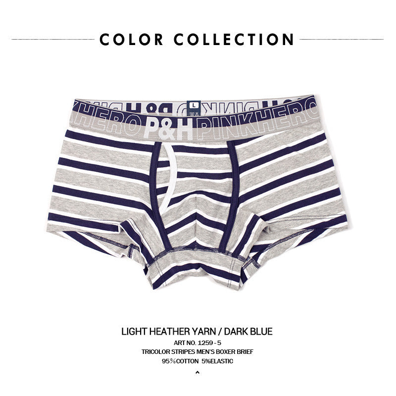 Men's cotton underwear comfort striped boxer briefs