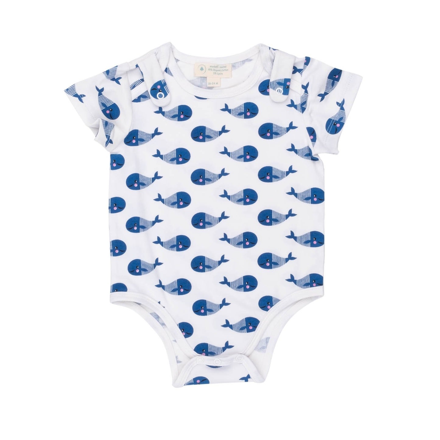 Smart Kurzarm Baby Body + Lätzchen - Blauwal