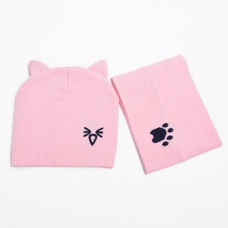 Set Warme Baby Hut Schal Gestrickte Schützen Ohr Baby Jungen Mädchen Hut Winter Beanie Schals Anzüge Cartoon Katze Neugeborenen