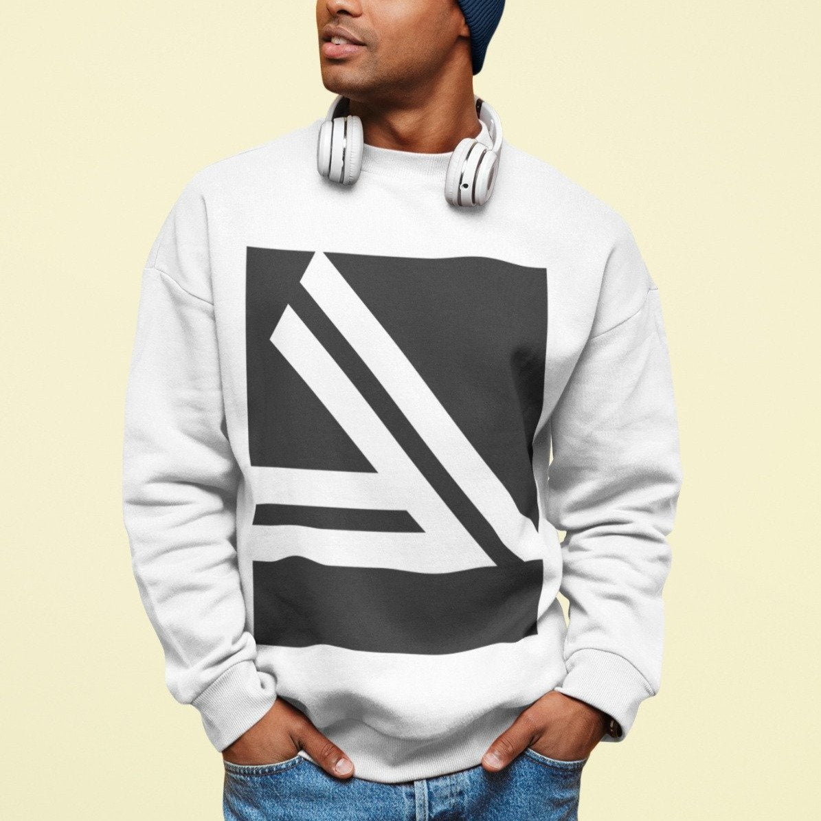 Sudadera con cuello redondo y logotipo doble inclinado para hombre