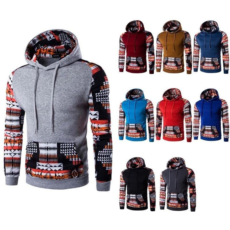 Sudadera con capucha con estampado azteca para hombre