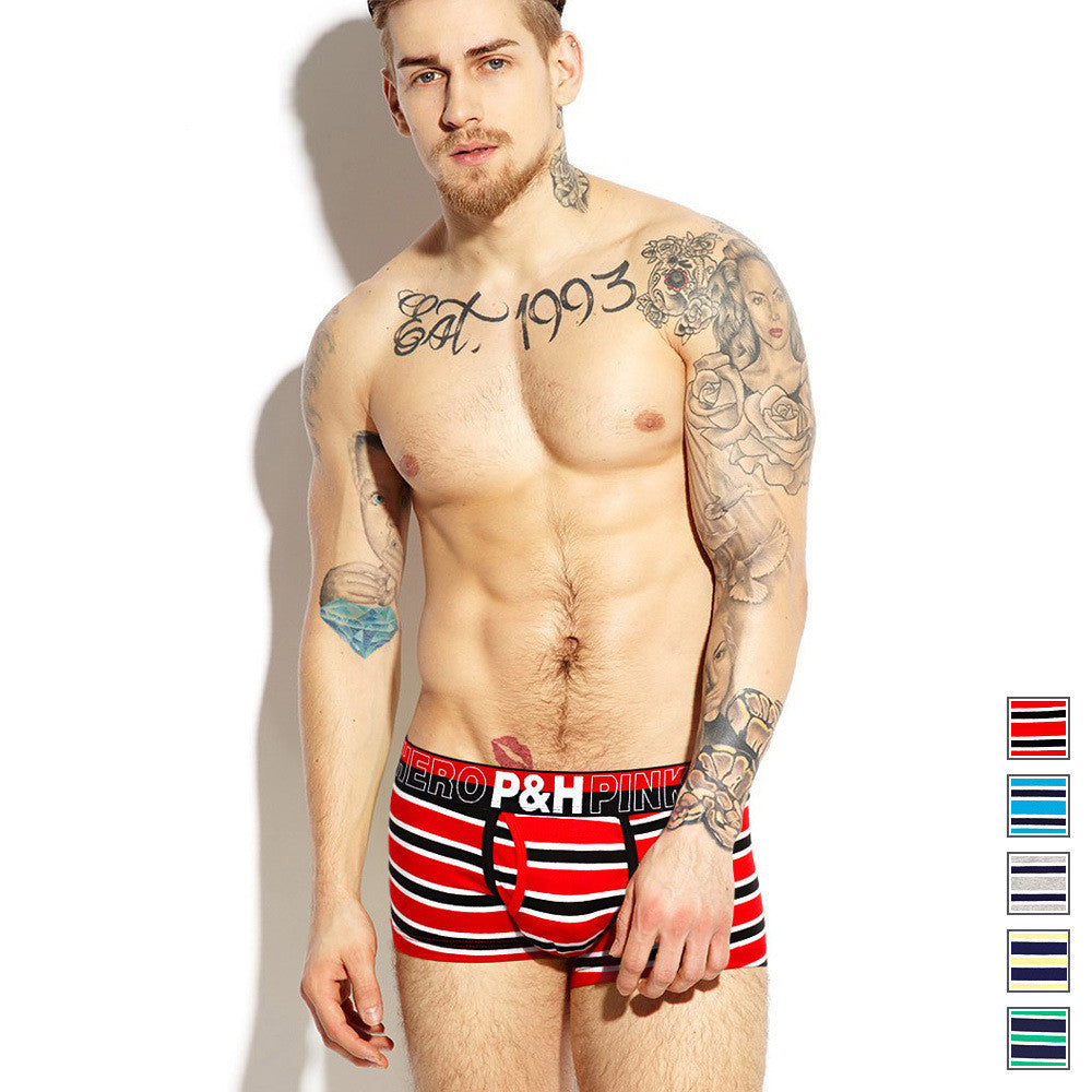 Men's cotton underwear comfort striped boxer briefs