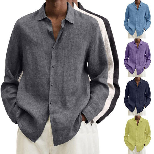 Camisa de manga larga con solapa y botones sueltos para hombre, camiseta tipo cárdigan, ropa para hombre