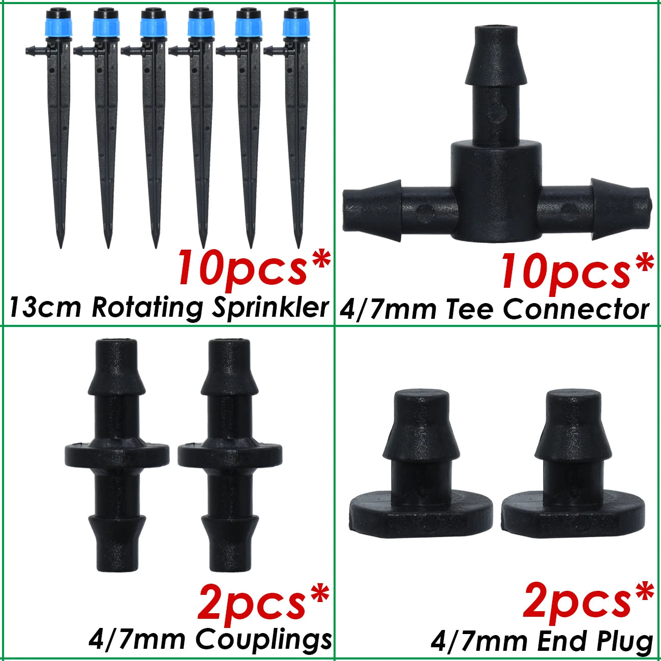 KESLA Tropfbewässerungssystem für den Garten, 1/4-Zoll-Schlauch, Mikro-Nebelspray, Kühlungs-Bewässerungsset, verstellbarer Sprinkler-Tropfer, T-Stück 