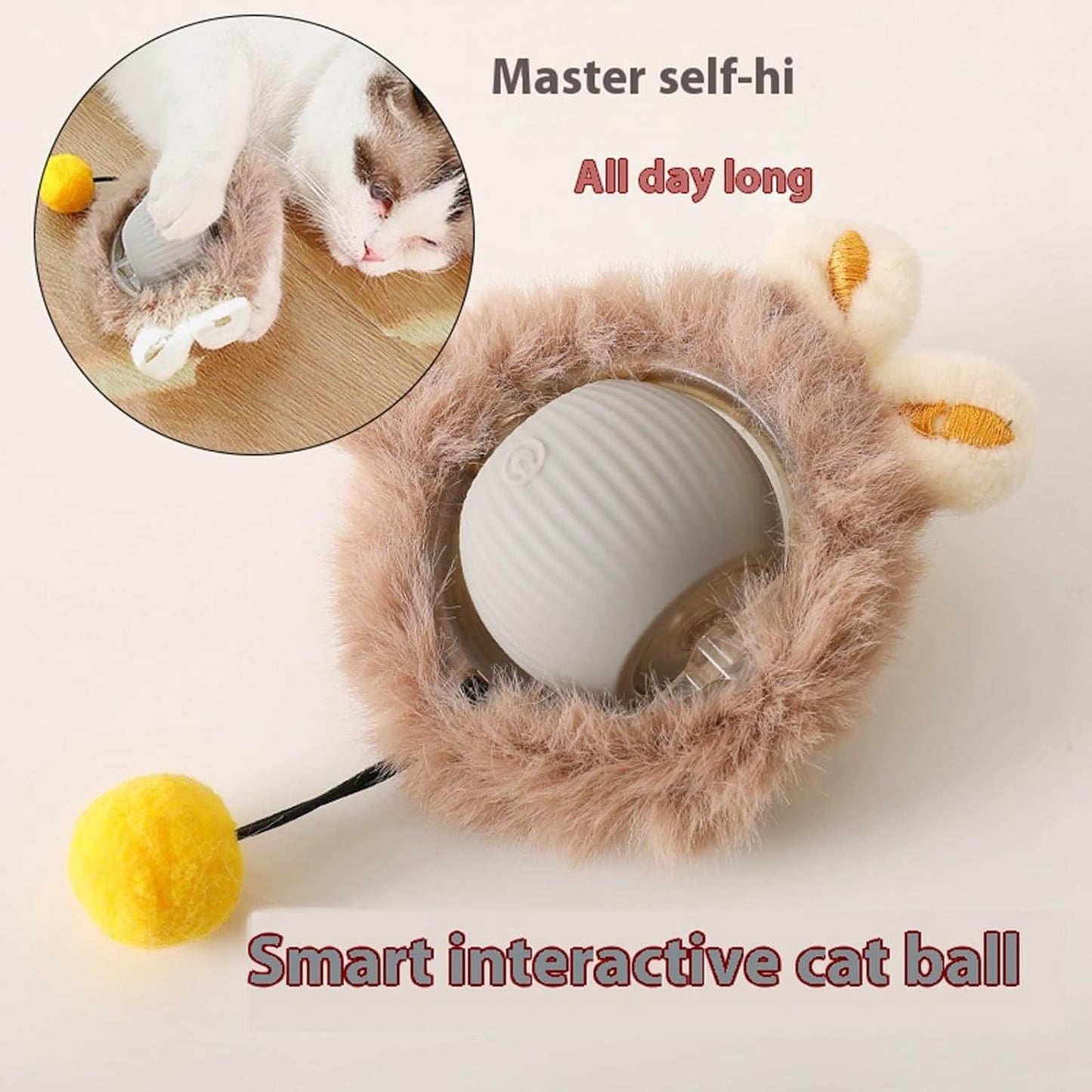 Interactive Cat Toys Rolling Ball Dog Ball Smart Automatic Rotating Rolling Ball With String, Interactive Self Moving Balls Toys For Large Small Dogs