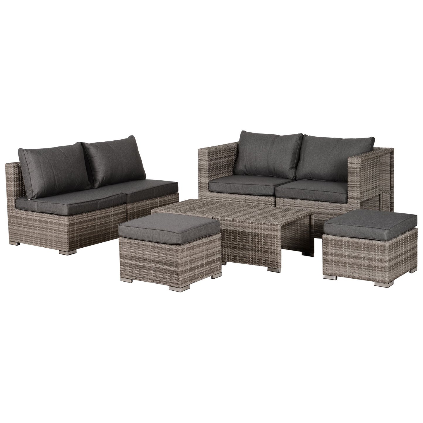 Outsunny 8pc Outdoor Patio Furniture Set All Weather Wicker Rattan