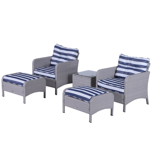 Outsunny 5pc Outdoor Patio Furniture Set Rattan Wicker Conversation