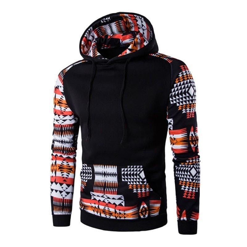 Sudadera con capucha con estampado azteca para hombre