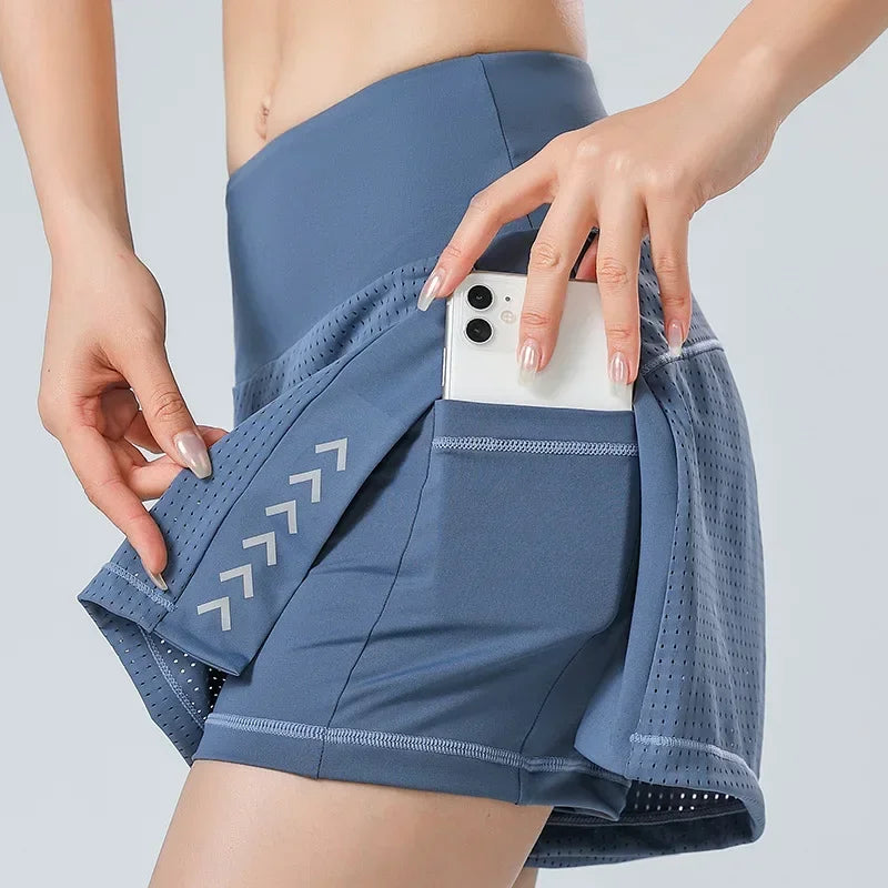 Pantalones cortos de yoga para mujer, elásticos, sueltos, para fitness, para verano, para correr, hacer ejercicio, pantalones cortos de cintura alta, pantalones cortos deportivos de doble capa para mujer 