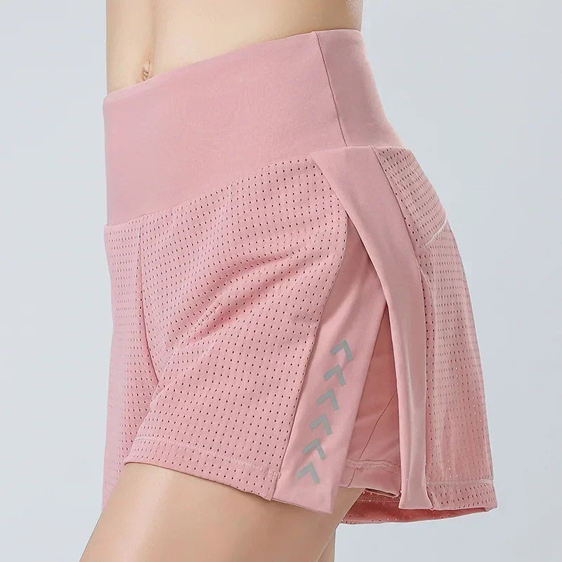 Pantalones cortos de yoga para mujer, elásticos, sueltos, para fitness, para verano, para correr, hacer ejercicio, pantalones cortos de cintura alta, pantalones cortos deportivos de doble capa para mujer 