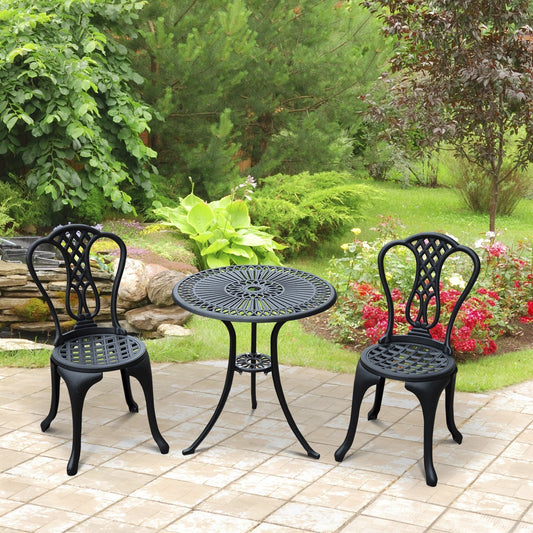 Outsunny Garten-Caf-Bistro-Set aus Aluminiumguss, Gartenmöbel, Tisch