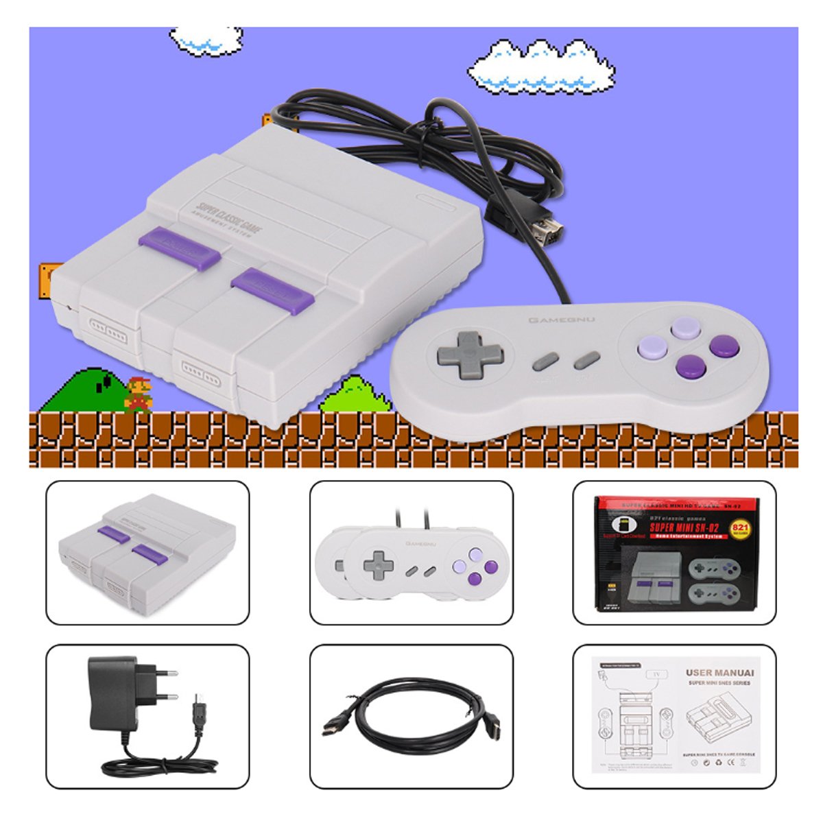 Consola de juegos de inspiración retro con HDMI y 821 juegos cargados