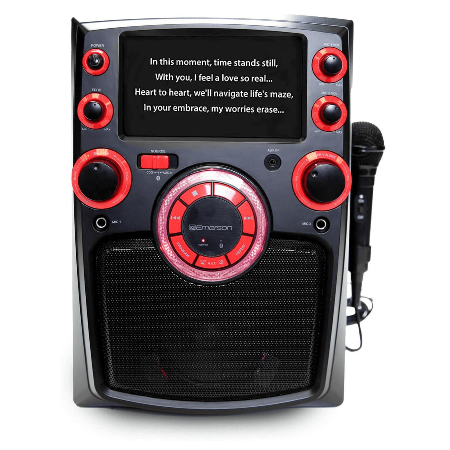 Sistema de karaoke portátil con Bluetooth de Emerson con pantalla LCD de 7" y micrófono