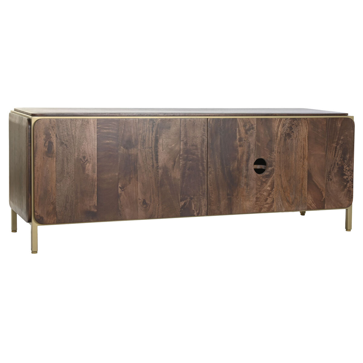 TV furniture DKD Home Decor Brown Steel Mango wood (140 x 40 x 48 cm)