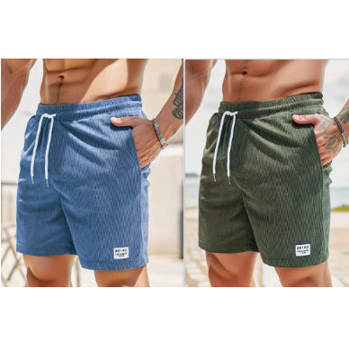 Pantalones cortos deportivos de pana de verano con cordones y cordón Ropa para hombre