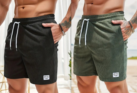 Lace-up Drawstring Shorts Summer Corduroy Sports Short Pants Mens Clothing