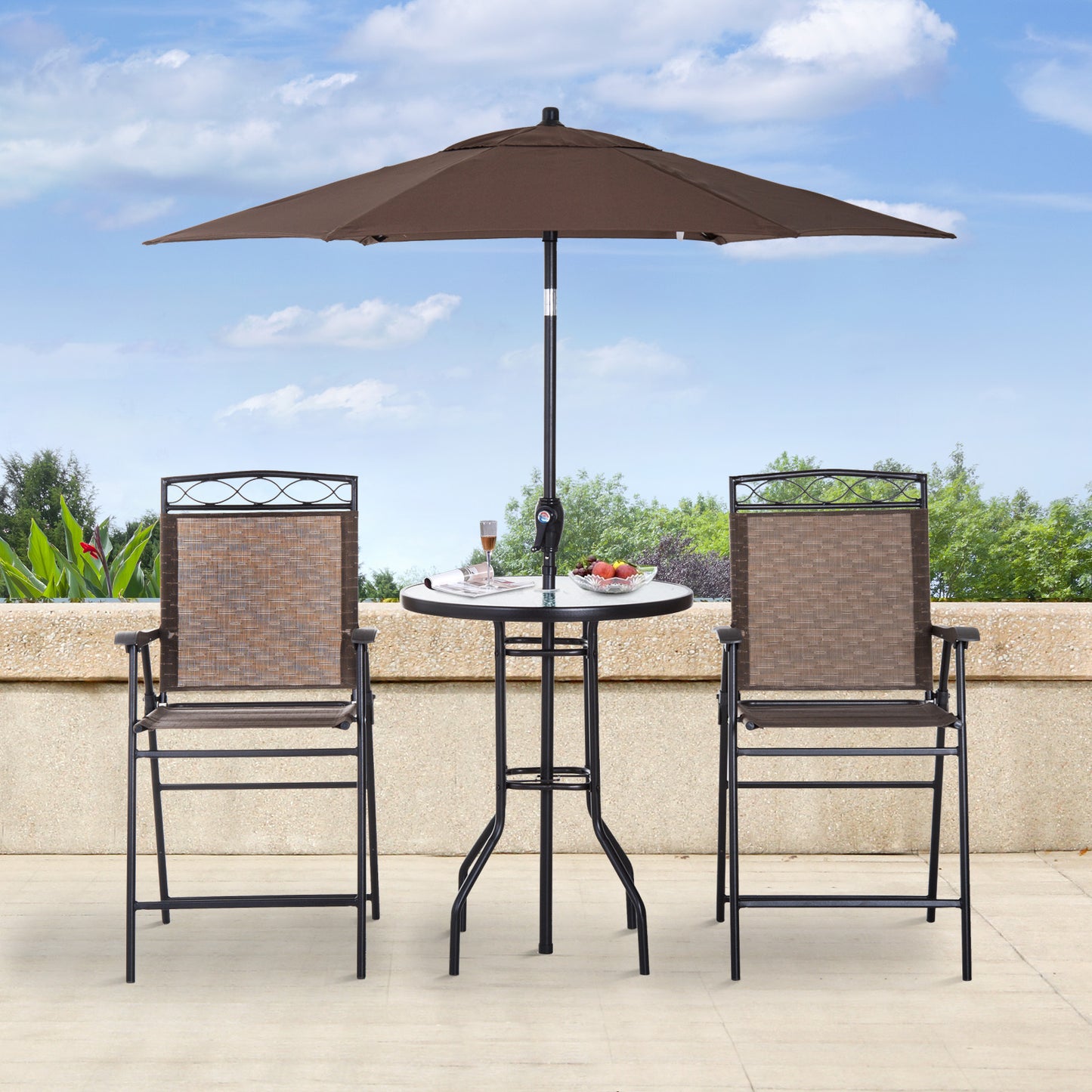 Outsunny - Juego de comedor plegable para patio, 4 piezas, muebles de exterior para jardín