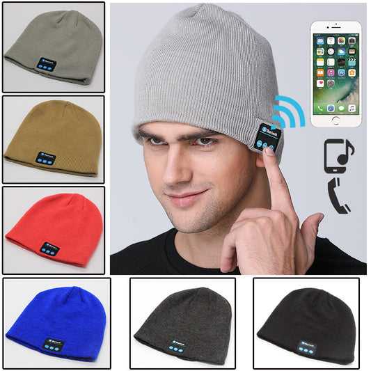 Gorro de punto con auriculares inalámbricos para exteriores europeos y americanos, gorro de música multifuncional