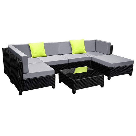 Conjunto de sofás de 7 piezas Gardeon, muebles de exterior, conjunto de salón, sofás de mimbre