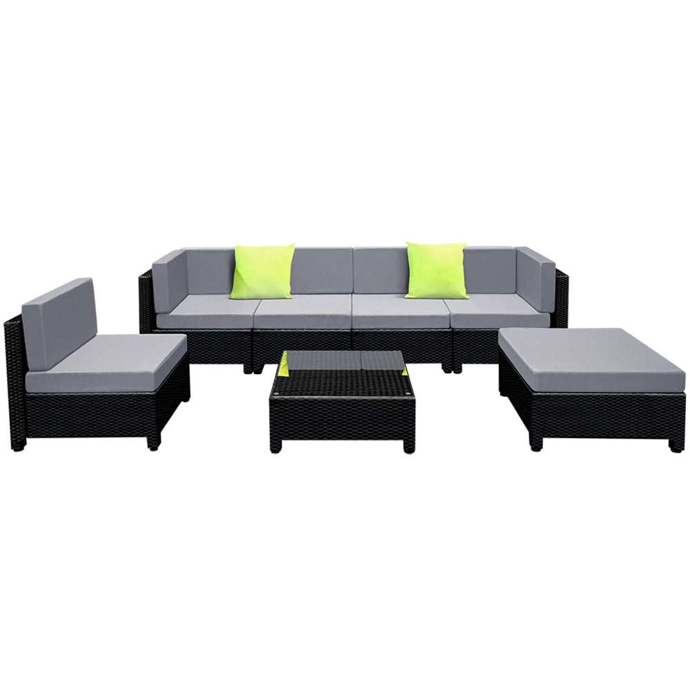 Conjunto de sofás de 7 piezas Gardeon, muebles de exterior, conjunto de salón, sofás de mimbre