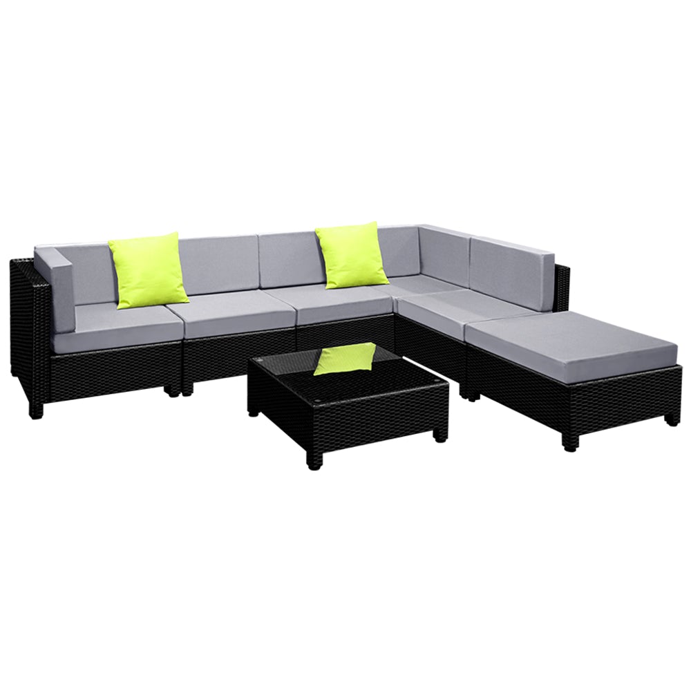 Conjunto de sofás de 7 piezas Gardeon, muebles de exterior, conjunto de salón, sofás de mimbre