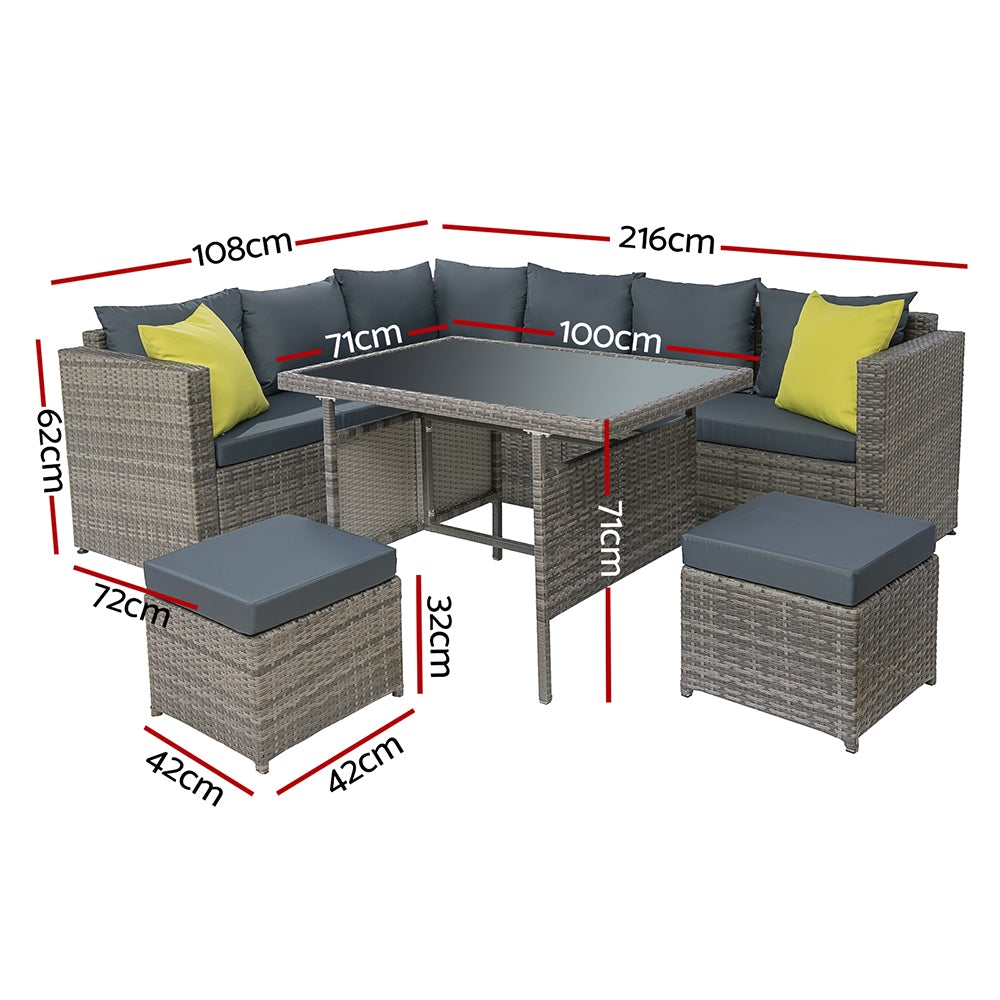 Gardeon Gartenmöbel Terrassenset Esstisch Sofa Tisch Stuhl Lounge