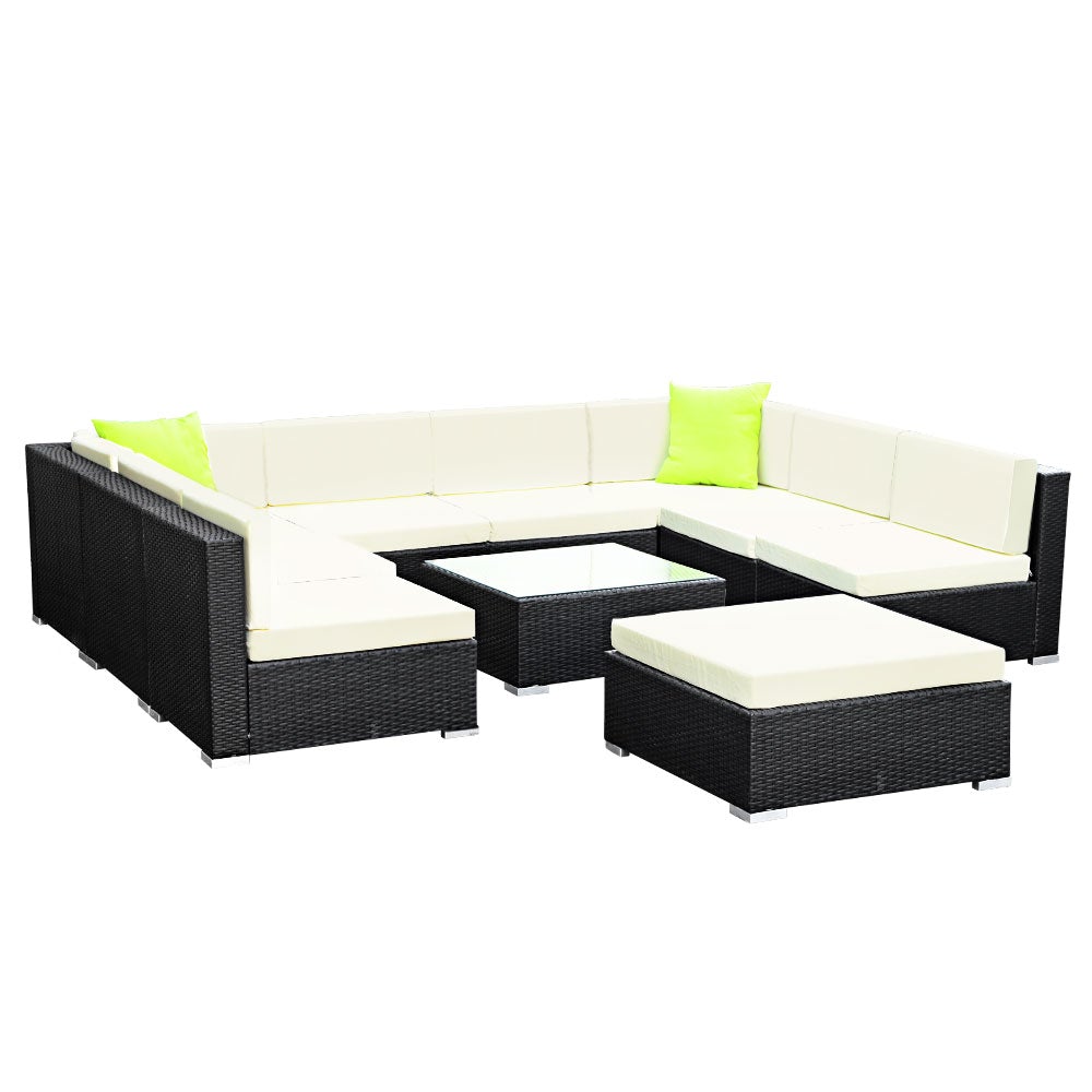 Gardeon 10-teiliges Gartenmöbel-Sofa-Set aus Korbgeflecht für Garten und Terrasse