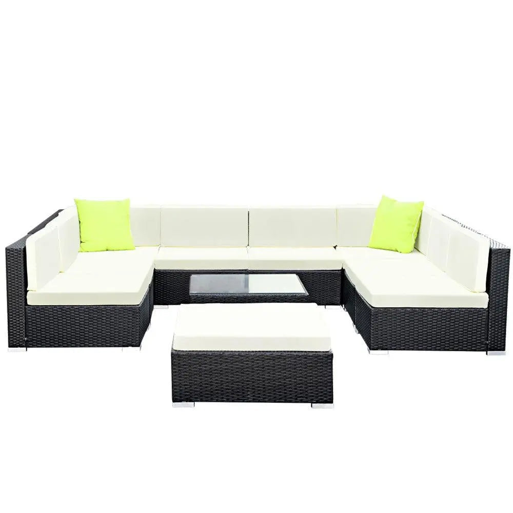 Gardeon 10-teiliges Gartenmöbel-Sofa-Set aus Korbgeflecht für Garten und Terrasse