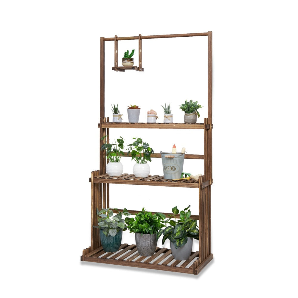 Soporte de madera para decoración del hogar con 3 niveles para plantas