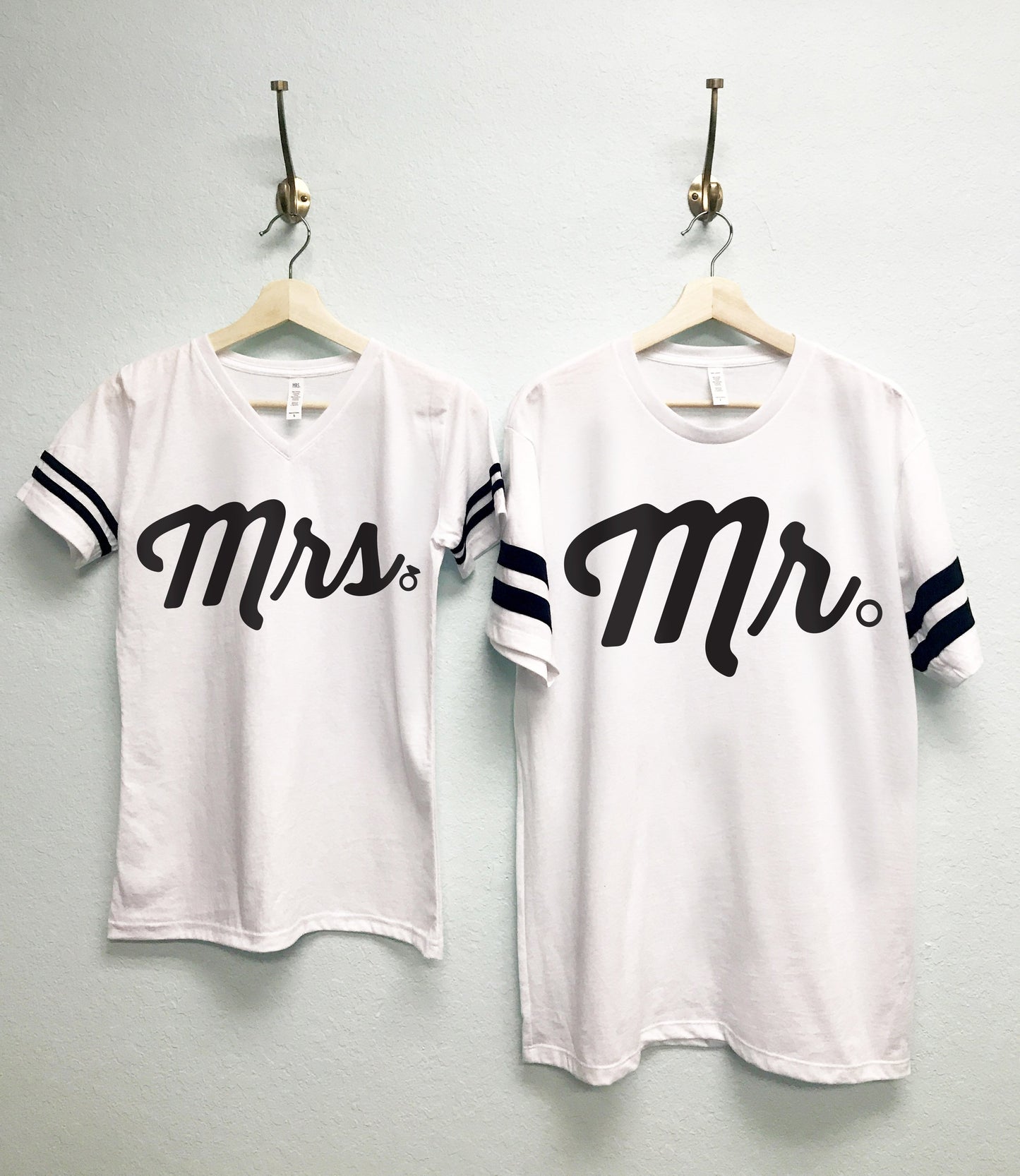 MRS Braut Shirt + MR Bräutigam T-Shirts BENUTZERDEFINIERTE Namen &amp; Nummern Shirts Set