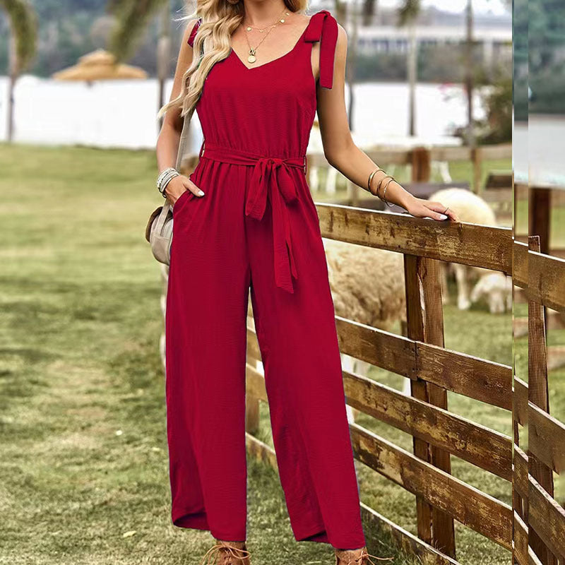 Eleganter Jumpsuit in Volltonfarbe für Damen