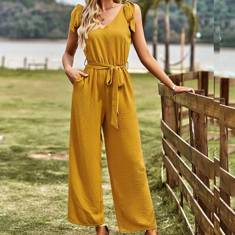 Eleganter Jumpsuit in Volltonfarbe für Damen