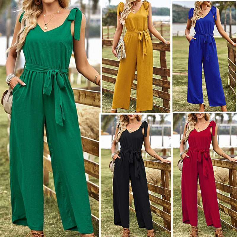 Eleganter Jumpsuit in Volltonfarbe für Damen